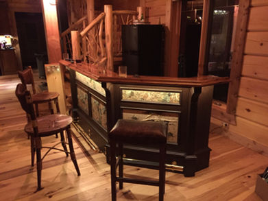 Wood bar cabinetry and counter